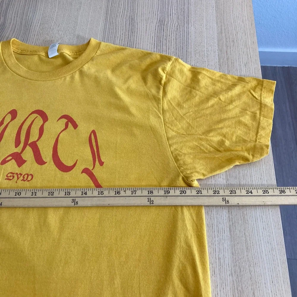 Graphic T Shirt Mens Yellow Skull Print Short Sleeve Tee Size L tultex - Picture 5 of 6